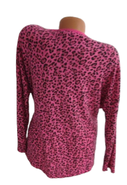 Schicker Damen Feinstrickpullover in Leo Optik pink 4